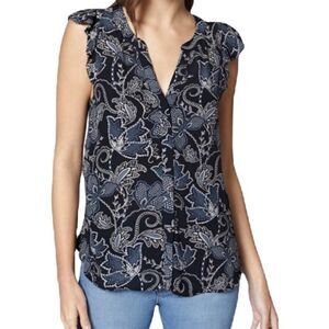 Sanctuary Womens Floral Blouse Size Small Black Gray Sleeveless Button Front